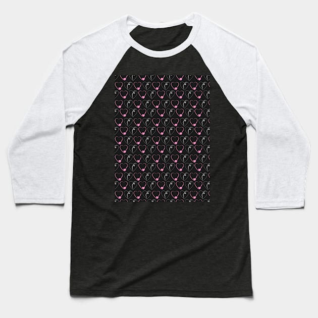 Love pattern pink and white with black background, isolate Baseball T-Shirt by Degiab